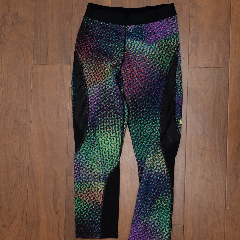 Nike Pro Yoga Pants Women Purple Green Size Small